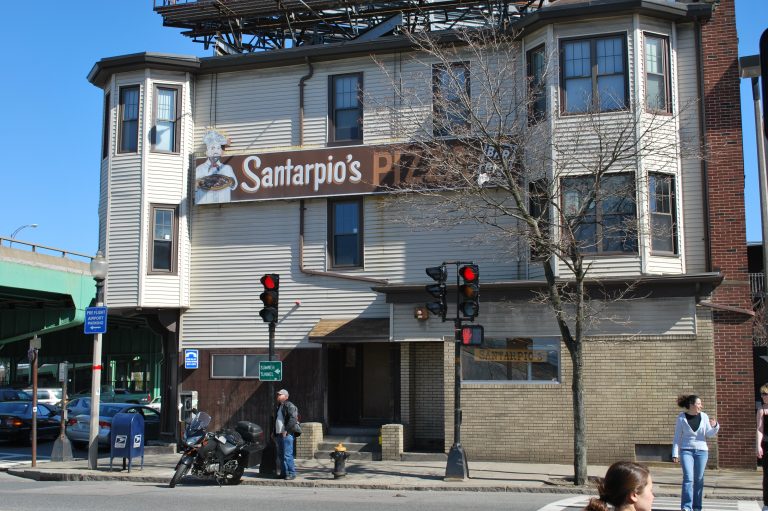 Exterior of Santarpio’s Pizza in East Boston, photographed in 2009.